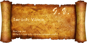 Imrich Vince névjegykártya